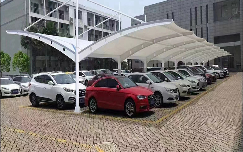 张拉结构室外悬臂式停车棚停车场PVC PVDF膜结构