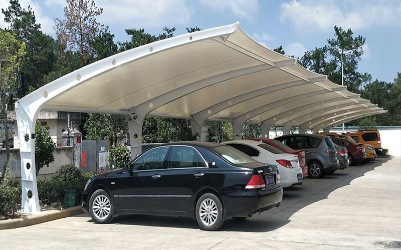 钢框架停车棚PVDF建筑巴士候车亭